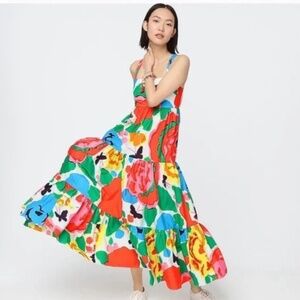 J. Crew Multicolor Tiered Maxi Dress in Ratti Jardin Floral Print Sz. 2 Flowy!